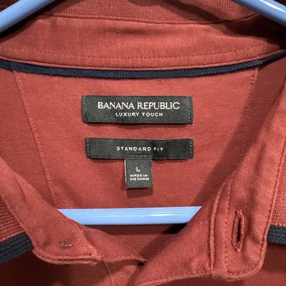 BANANA REPUBLIC Polo Shirt Mens Size L Luxury Touch Maroon Std Fit Short Sleeve